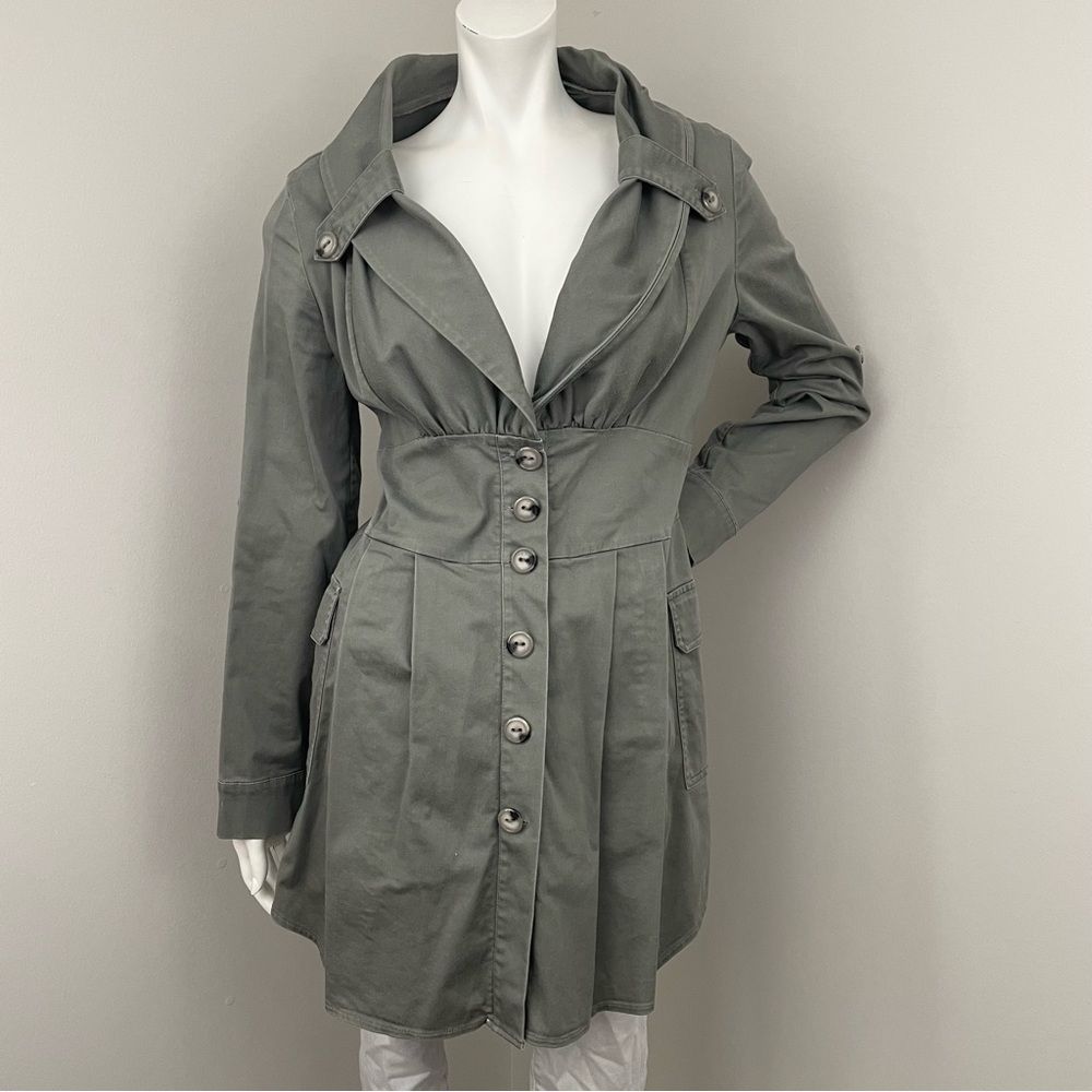 J. Peterman Olive Green Button Up Cotton Blend Jacket Blazer